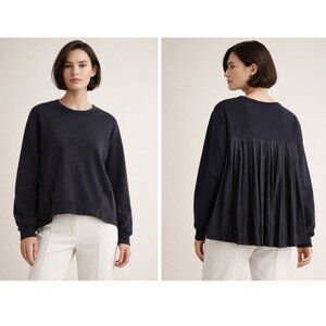 B+AB Farfetch Sweatshirt Top Back Pleats Minimalist Black Mixed Media size XS